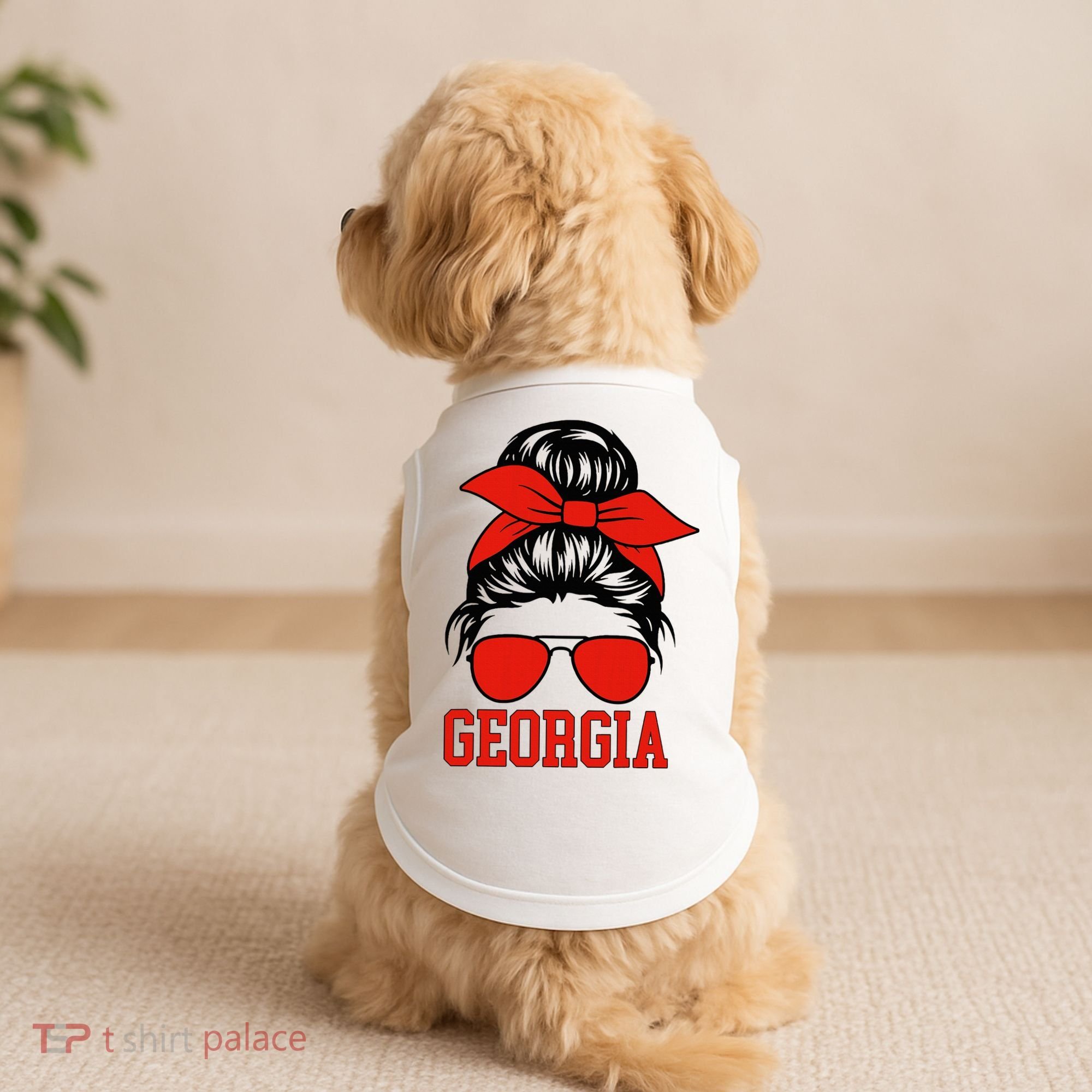 Georgia Messy Bun Varsity Doggie Tank