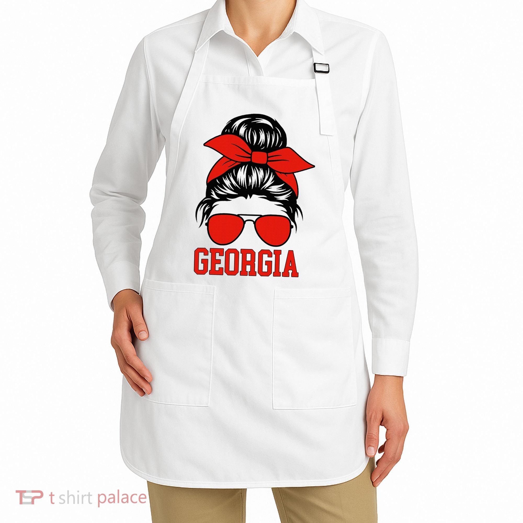 Georgia Messy Bun Varsity Apron