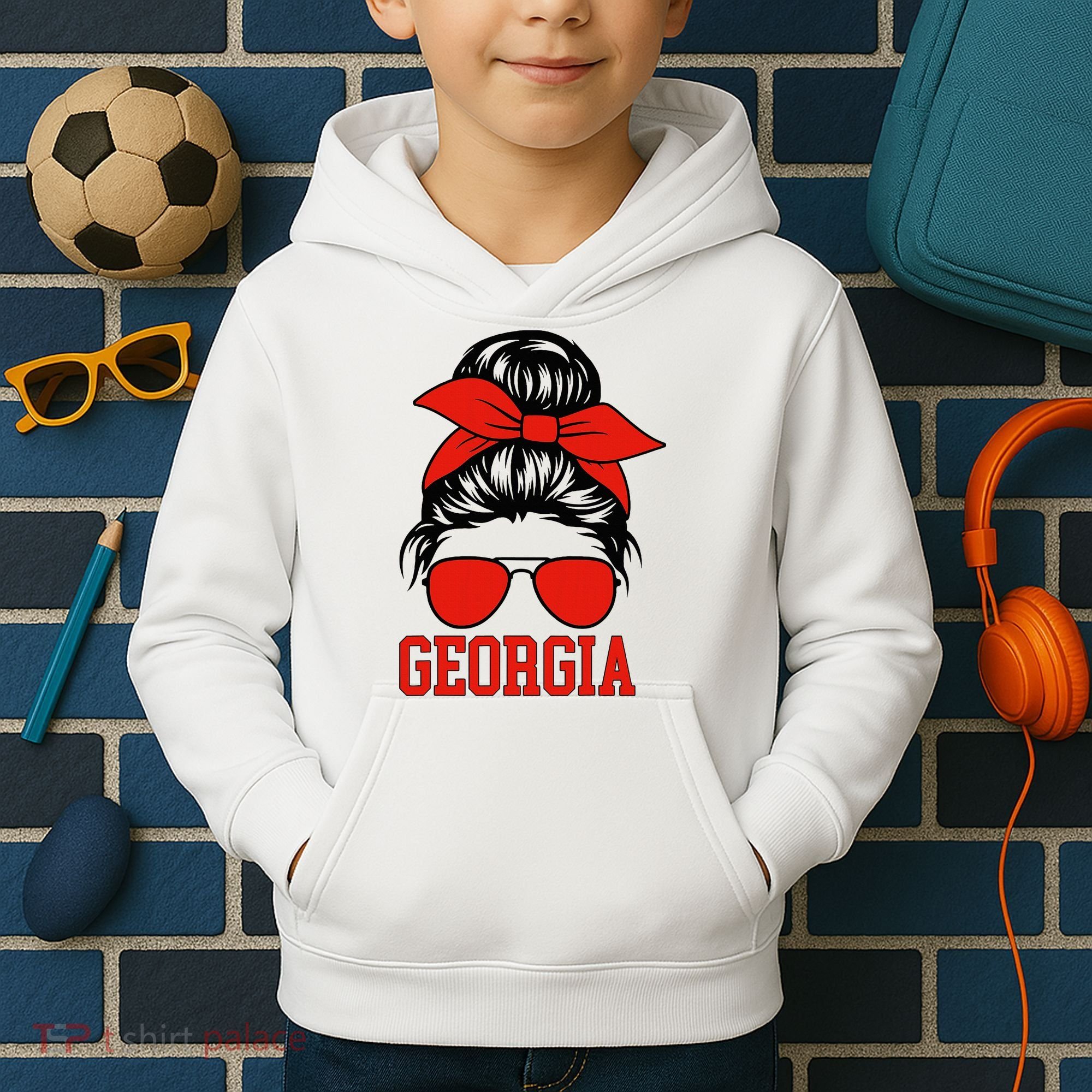 Georgia Messy Bun Varsity Kids Hoodie