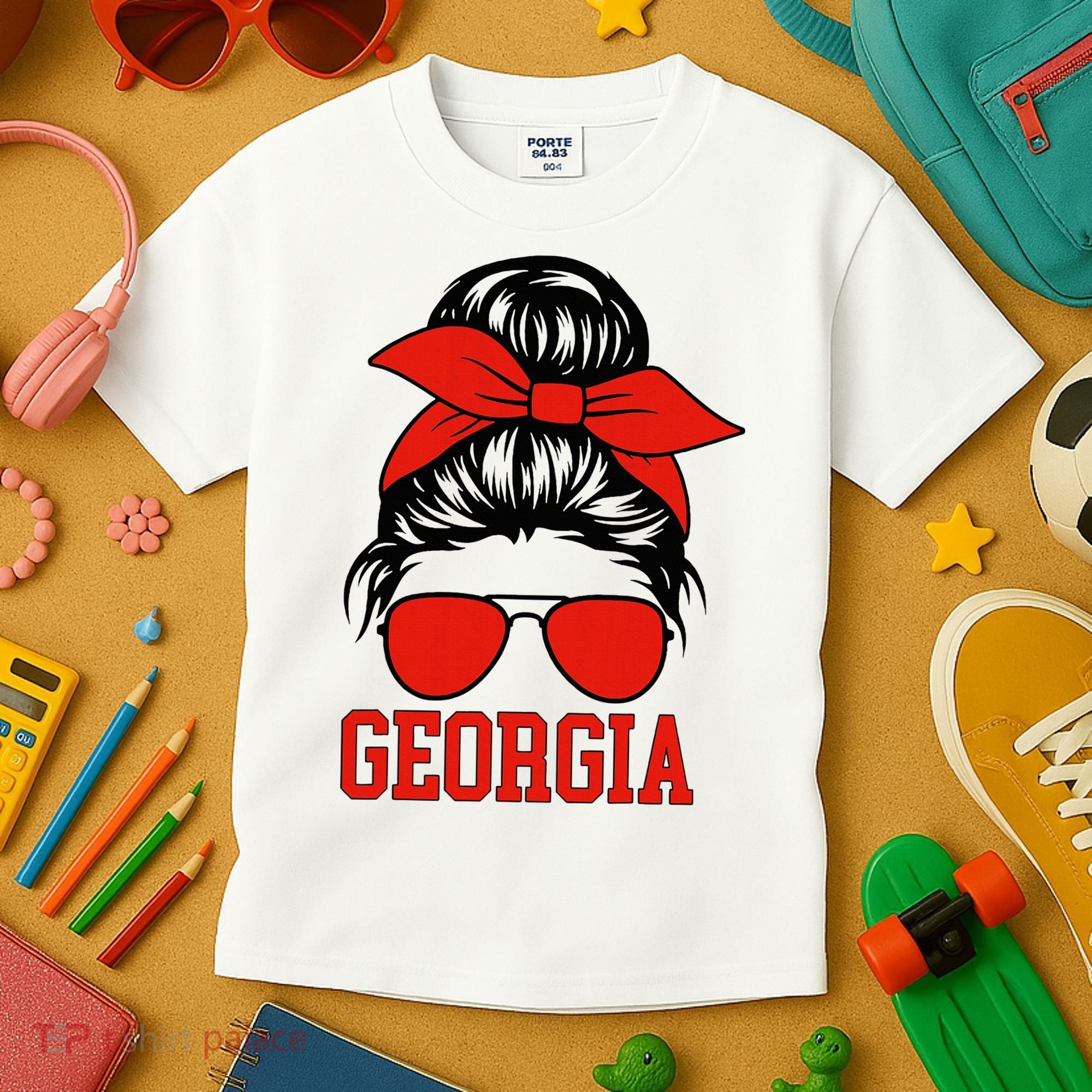 Georgia Messy Bun Varsity Kids T-Shirt