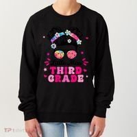 Groovy Messy Bun Little Miss Third Grade First Day Of School Women's Sweatshirt thumb 0
