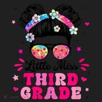 Groovy Messy Bun Little Miss Third Grade First Day Of School Women's Sweatshirt thumb 2