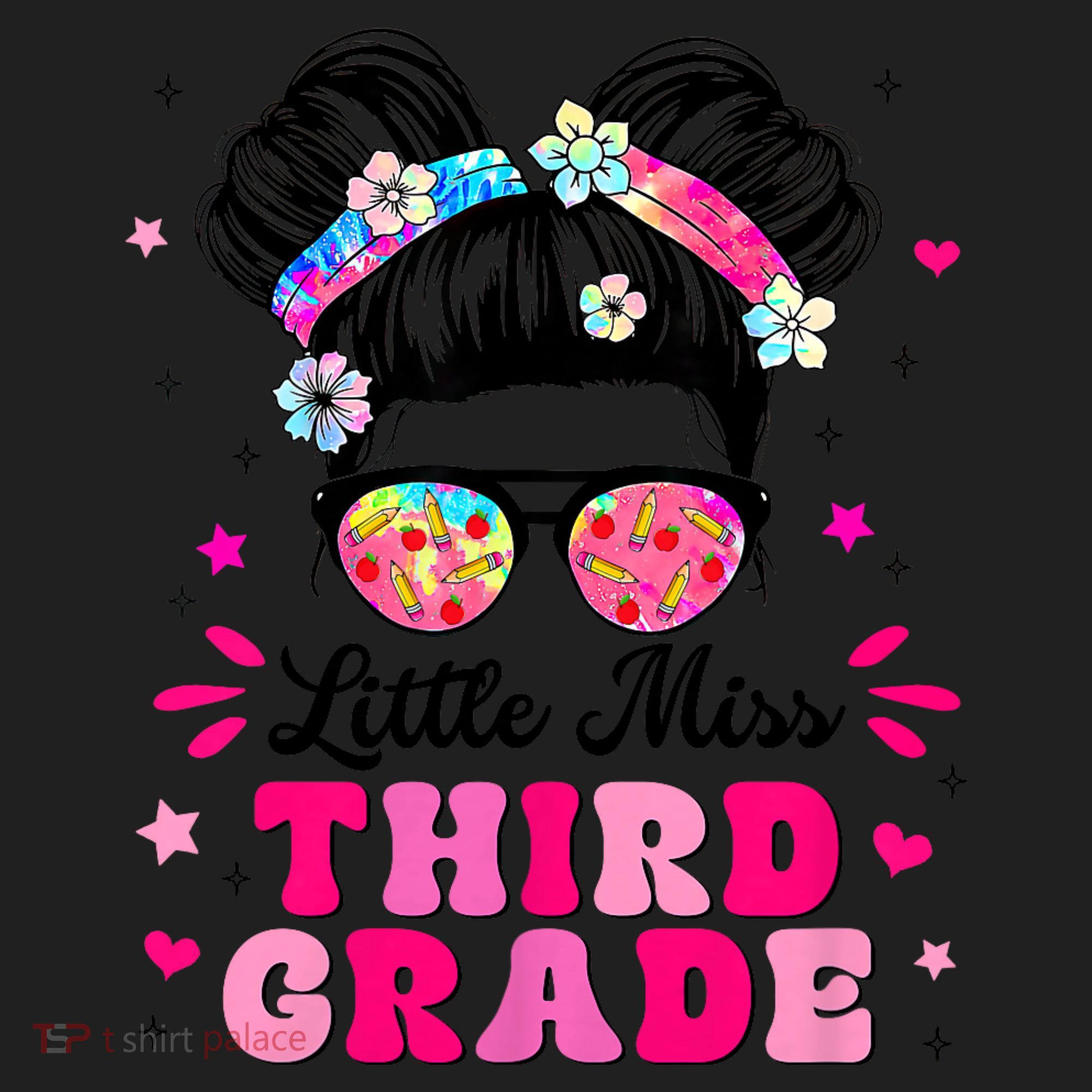 Groovy Messy Bun Little Miss Third Grade First Day Of School Women's Sweatshirt