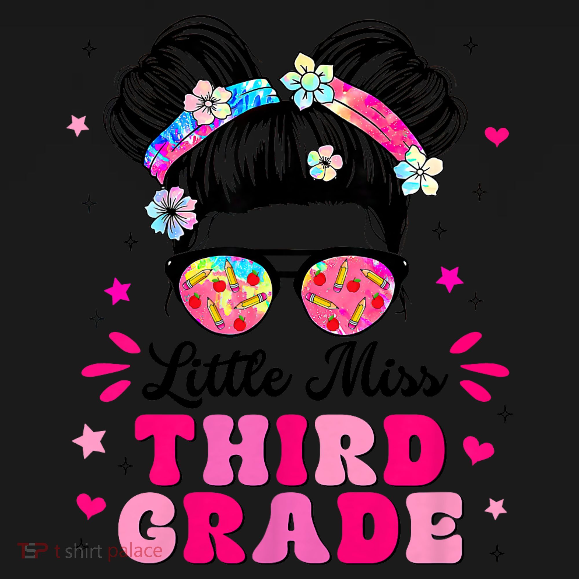 Groovy Messy Bun Little Miss Third Grade First Day Of School Coaster