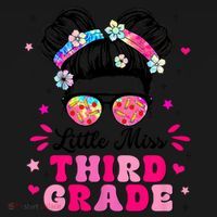 Groovy Messy Bun Little Miss Third Grade First Day Of School Toddler Hoodie thumb 2