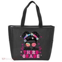 Groovy Messy Bun Little Miss Third Grade First Day Of School Tote Bag thumb 0