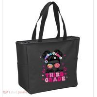 Groovy Messy Bun Little Miss Third Grade First Day Of School Tote Bag thumb 2
