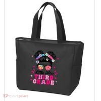 Groovy Messy Bun Little Miss Third Grade First Day Of School Tote Bag thumb 3