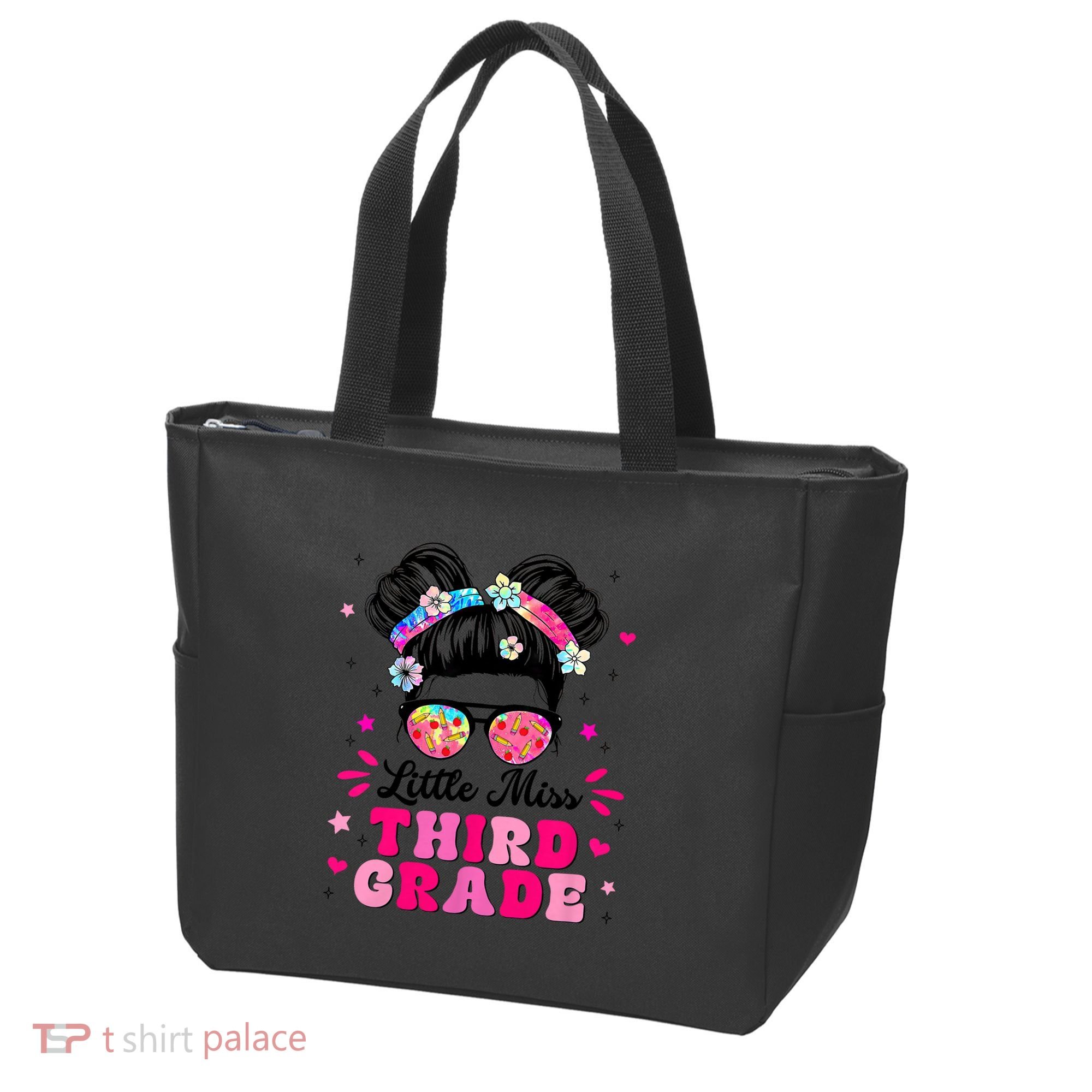 Groovy Messy Bun Little Miss Third Grade First Day Of School Tote Bag