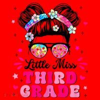 Groovy Messy Bun Little Miss Third Grade First Day Of School Santa Hat thumb 1