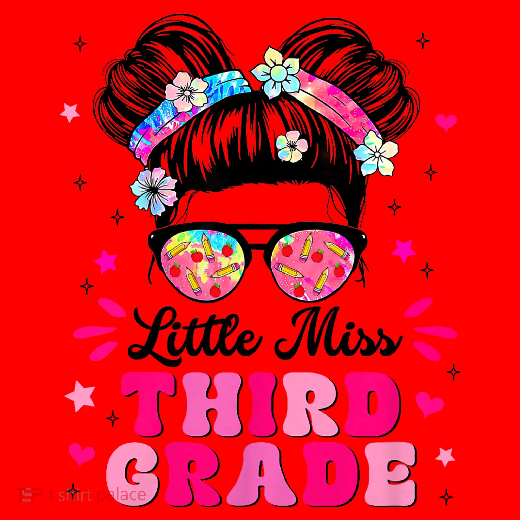 Groovy Messy Bun Little Miss Third Grade First Day Of School Santa Hat