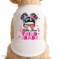Groovy Messy Bun Little Miss Third Grade First Day Of School Doggie Tank thumb 0
