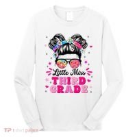 Groovy Messy Bun Little Miss Third Grade First Day Of School Long Sleeve Shirt thumb 0
