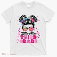 Groovy Messy Bun Little Miss Third Grade First Day Of School T-Shirt thumb 0
