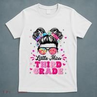 Groovy Messy Bun Little Miss Third Grade First Day Of School T-Shirt thumb 5