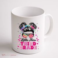 Groovy Messy Bun Little Miss Third Grade First Day Of School Coffee Mug thumb 1