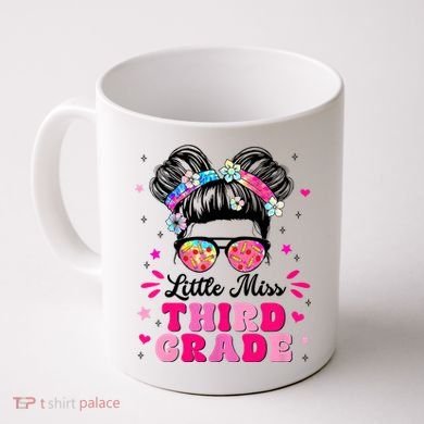 Groovy Messy Bun Little Miss Third Grade First Day Of School Coffee Mug