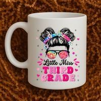 Groovy Messy Bun Little Miss Third Grade First Day Of School Coffee Mug thumb 2