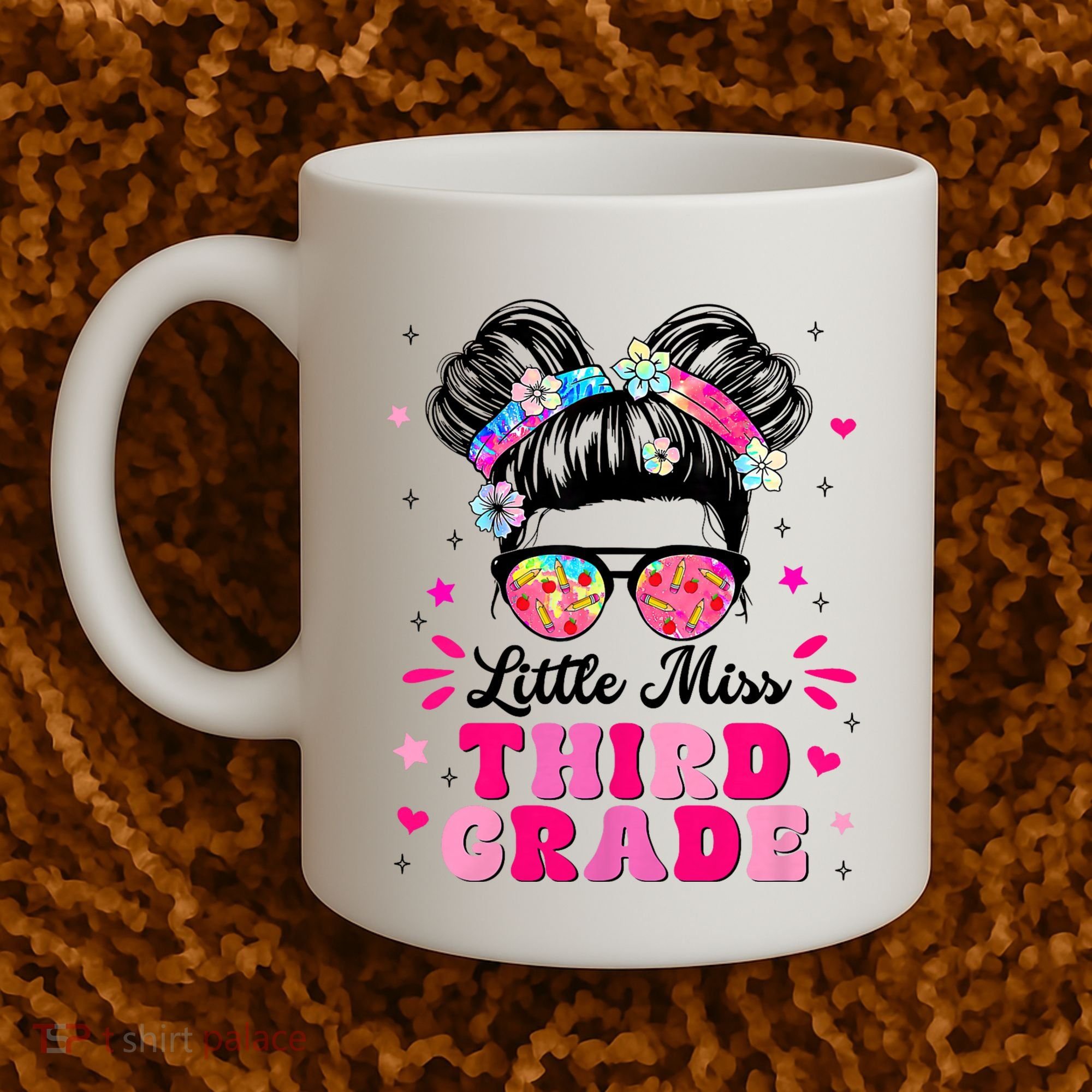 Groovy Messy Bun Little Miss Third Grade First Day Of School Coffee Mug
