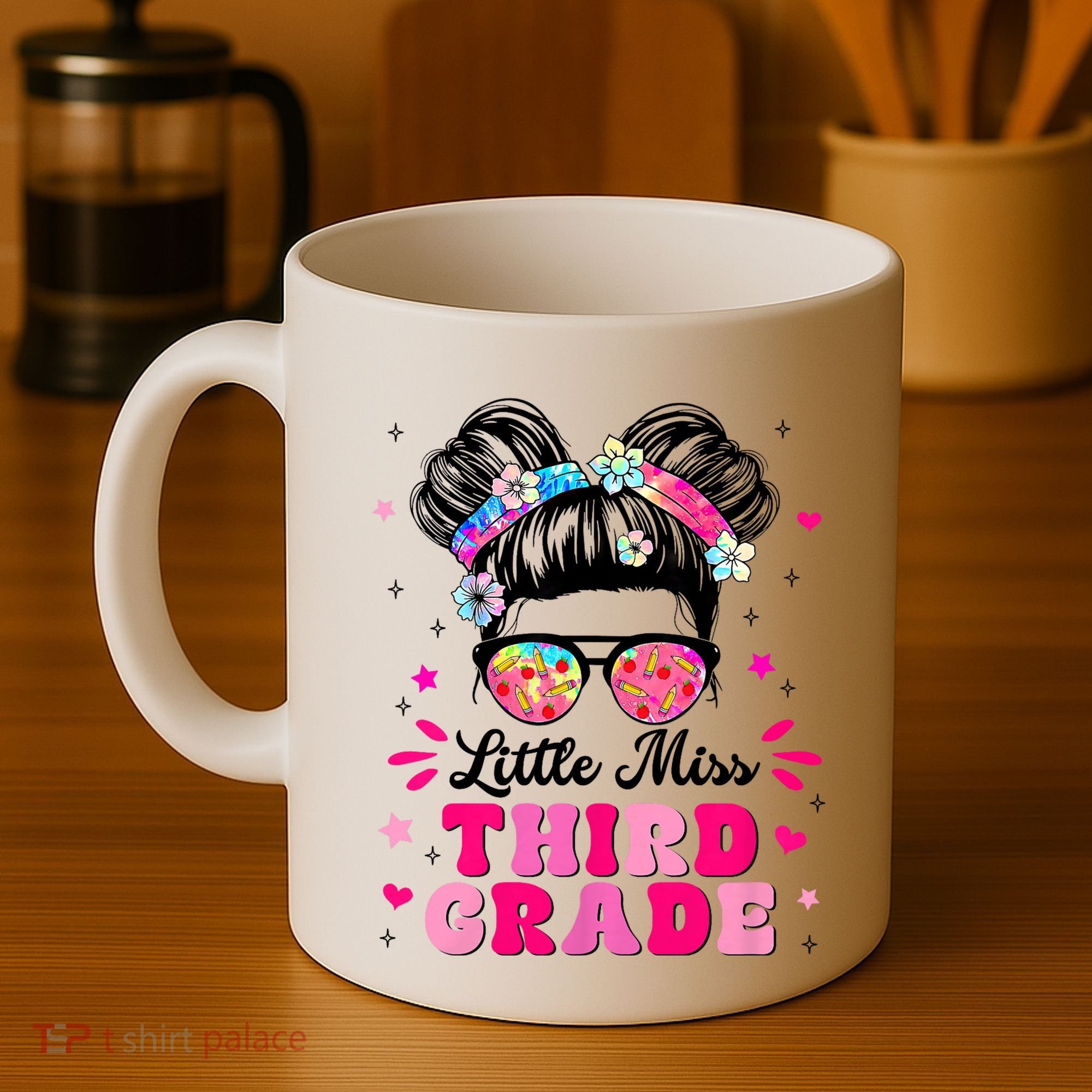 Groovy Messy Bun Little Miss Third Grade First Day Of School Coffee Mug