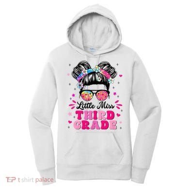 Groovy Messy Bun Little Miss Third Grade First Day Of School Women's Hoodie