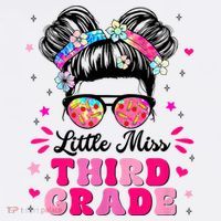 Groovy Messy Bun Little Miss Third Grade First Day Of School Ornament thumb 1