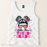 Groovy Messy Bun Little Miss Third Grade First Day Of School Tank Top thumb 2