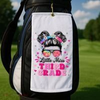 Groovy Messy Bun Little Miss Third Grade First Day Of School Golf Towel thumb 2