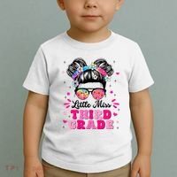 Groovy Messy Bun Little Miss Third Grade First Day Of School Toddler T-Shirt thumb 2