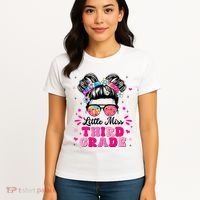 Groovy Messy Bun Little Miss Third Grade First Day Of School Women's T-Shirt thumb 4