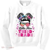 Groovy Messy Bun Little Miss Third Grade First Day Of School Kids Sweatshirt thumb 0