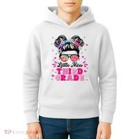 Groovy Messy Bun Little Miss Third Grade First Day Of School Kids Hoodie thumb 4