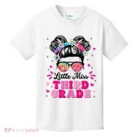 Groovy Messy Bun Little Miss Third Grade First Day Of School Kids T-Shirt thumb 0