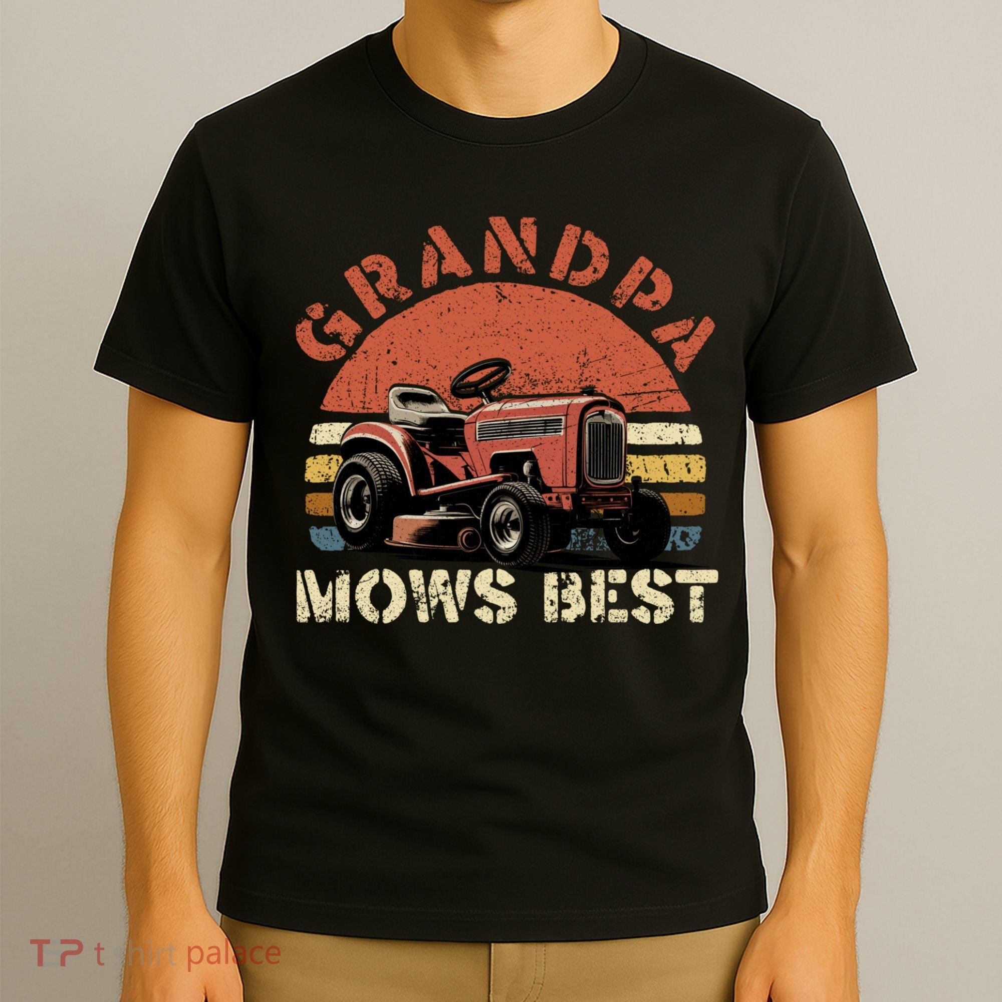 Grandpa Mows Best Lawn Mowing Mower Gardening Landscaping T-Shirt