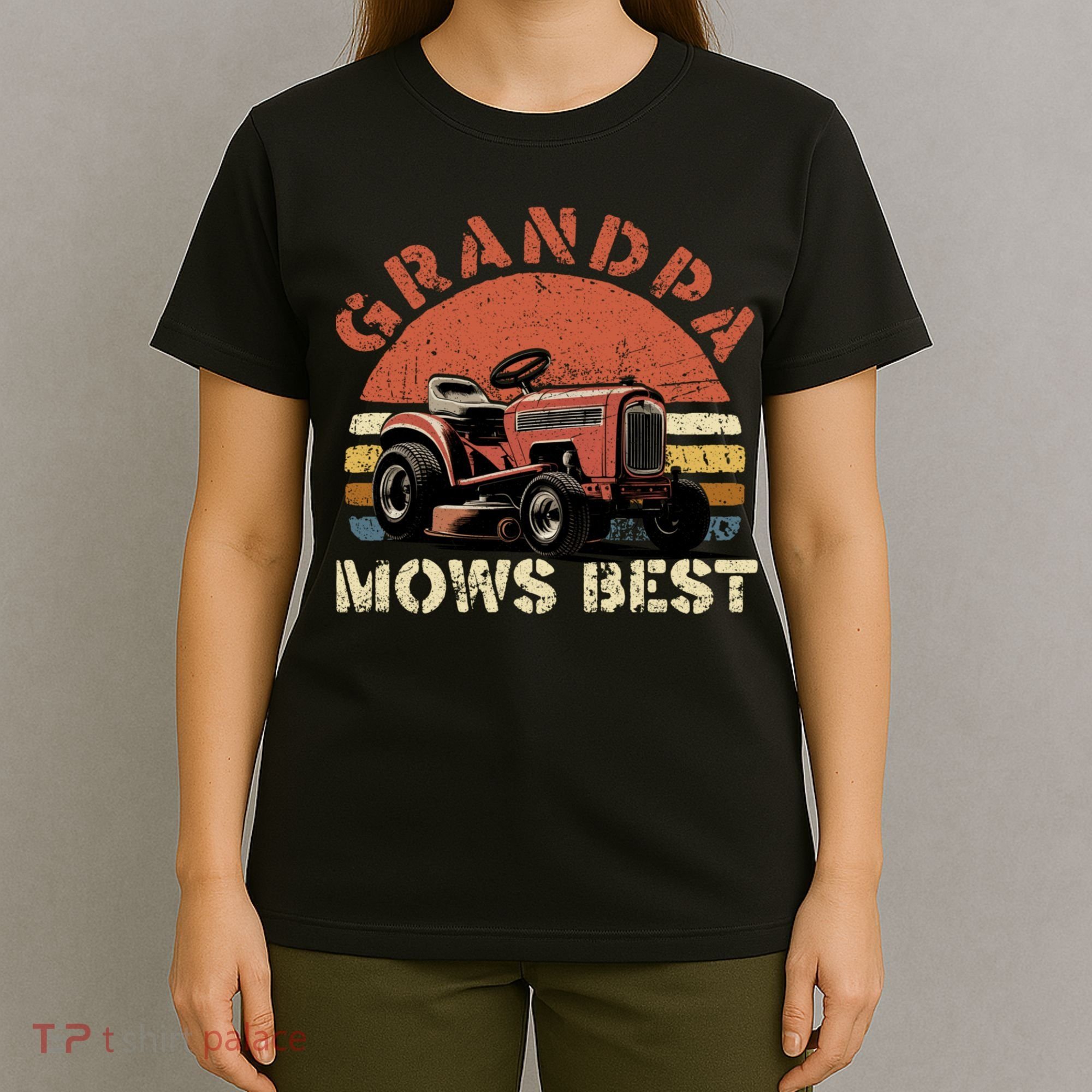 Grandpa Mows Best Lawn Mowing Mower Gardening Landscaping T-Shirt
