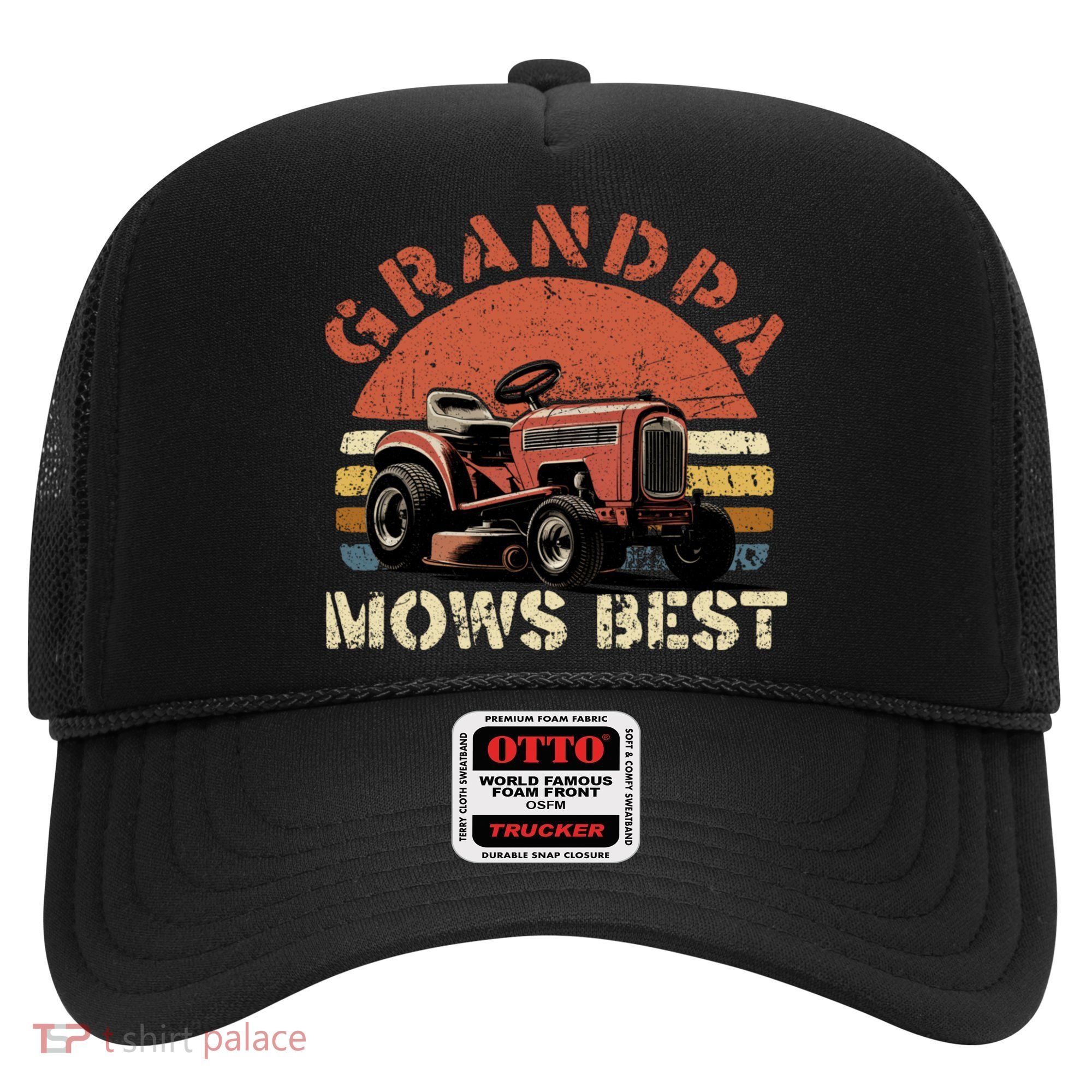 Grandpa Mows Best Lawn Mowing Mower Gardening Landscaping Hat