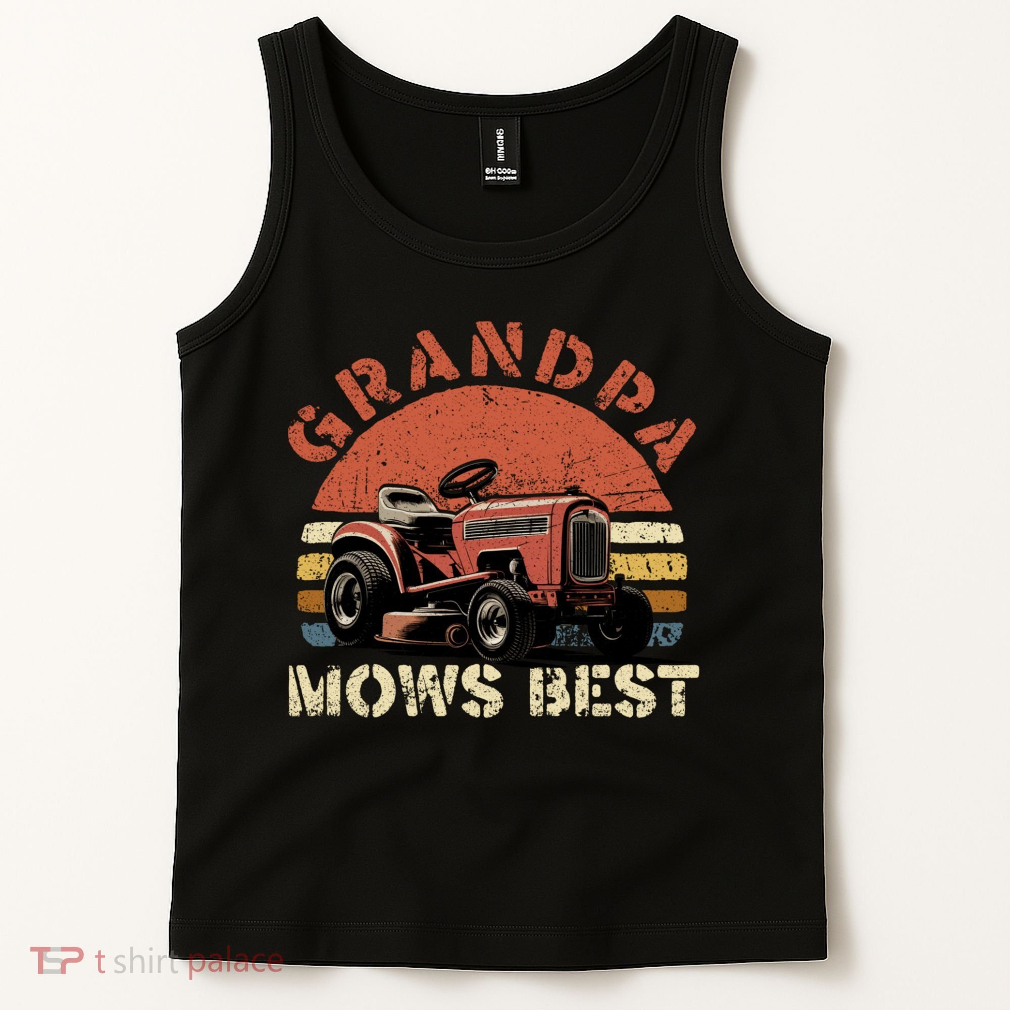Grandpa Mows Best Lawn Mowing Mower Gardening Landscaping Tank Top