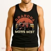 Grandpa Mows Best Lawn Mowing Mower Gardening Landscaping Tank Top thumb 3