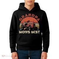 Grandpa Mows Best Lawn Mowing Mower Gardening Landscaping Kids Hoodie thumb 4