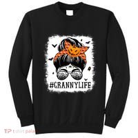 Granny Messy Bun Spooky Pumpkin Grandma Halloween Costume Sweatshirt thumb 0