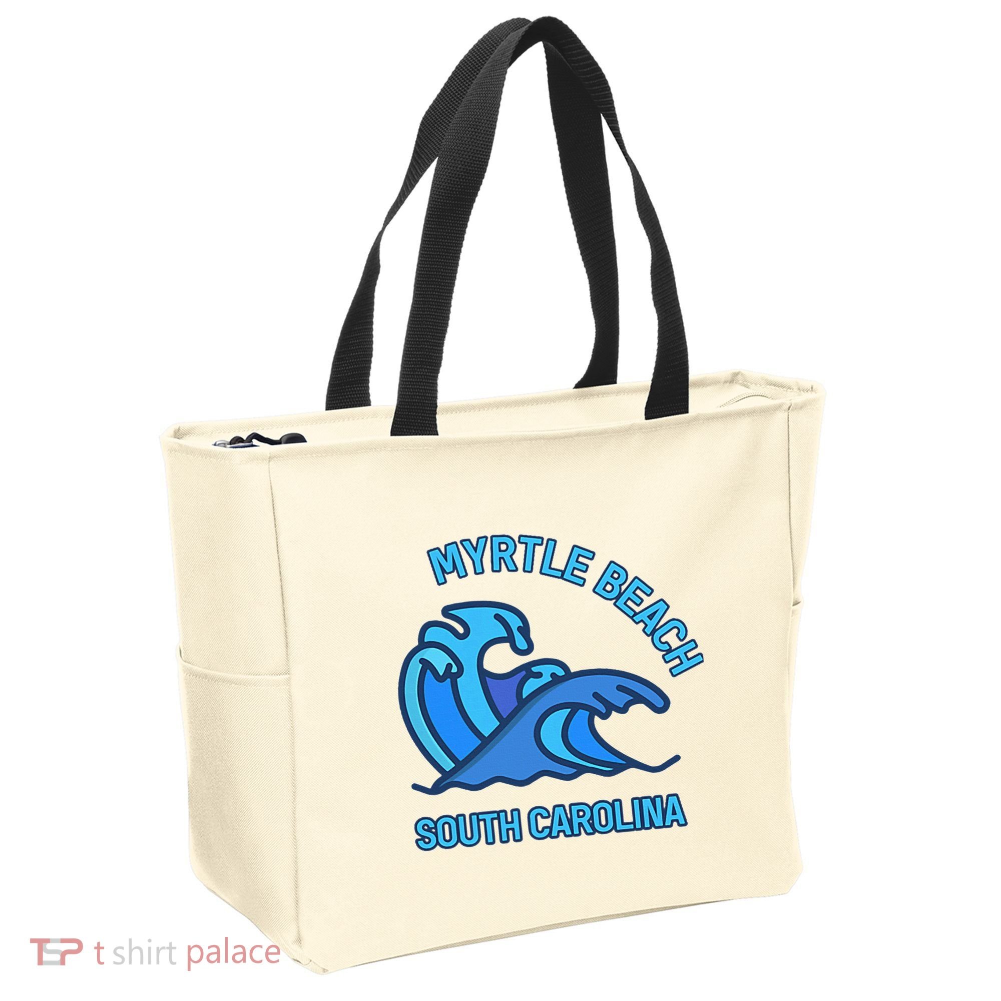 Graphic Myrtle Beach South Carolina Pocket Wave Souvenir Tote Bag