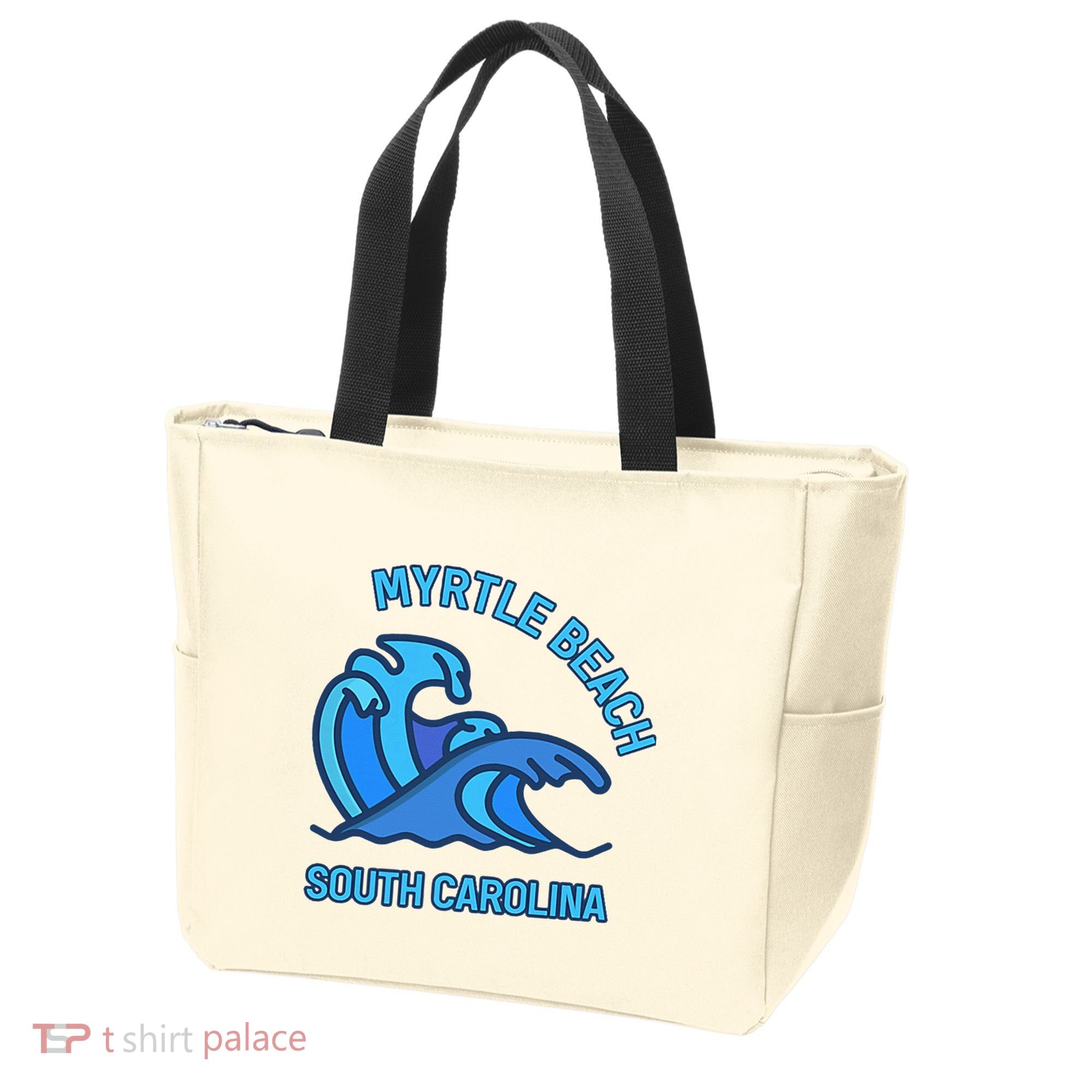 Graphic Myrtle Beach South Carolina Pocket Wave Souvenir Tote Bag