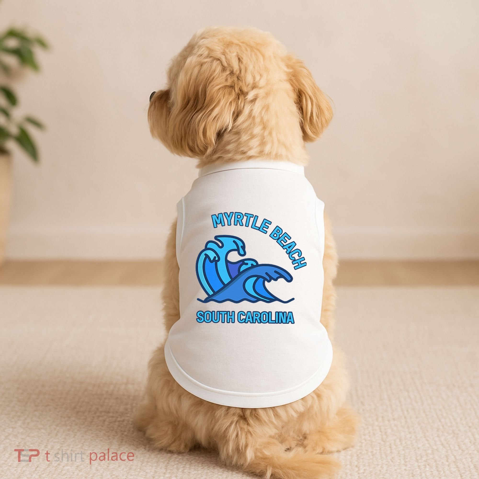 Graphic Myrtle Beach South Carolina Pocket Wave Souvenir Doggie Tank