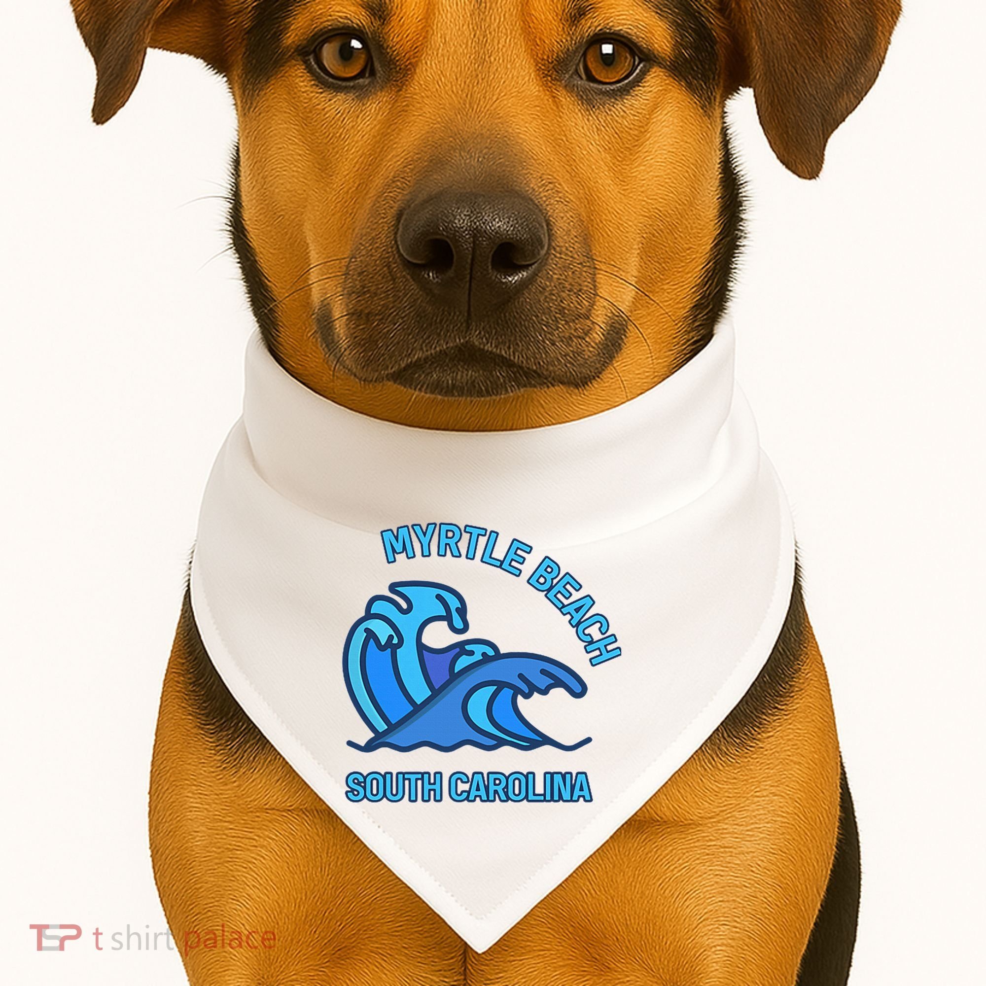 Graphic Myrtle Beach South Carolina Pocket Wave Souvenir USA-Made Doggie Bandana