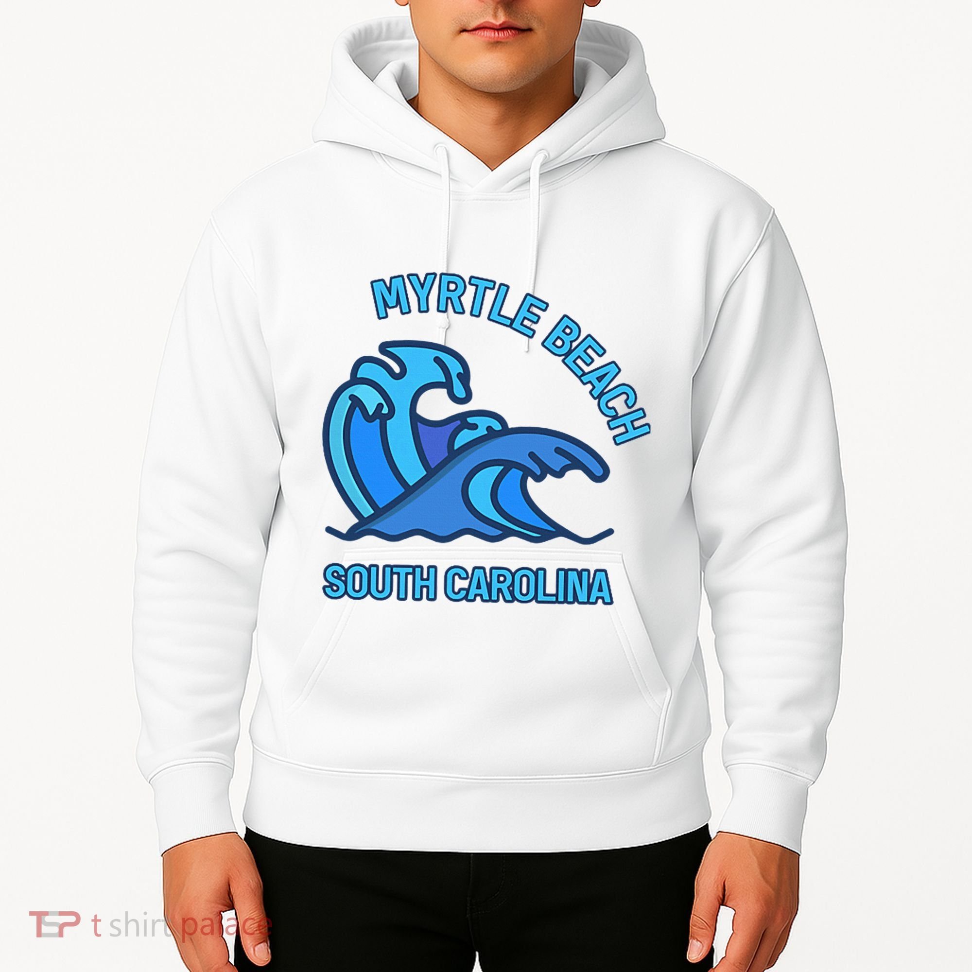 Graphic Myrtle Beach South Carolina Pocket Wave Souvenir Hoodie