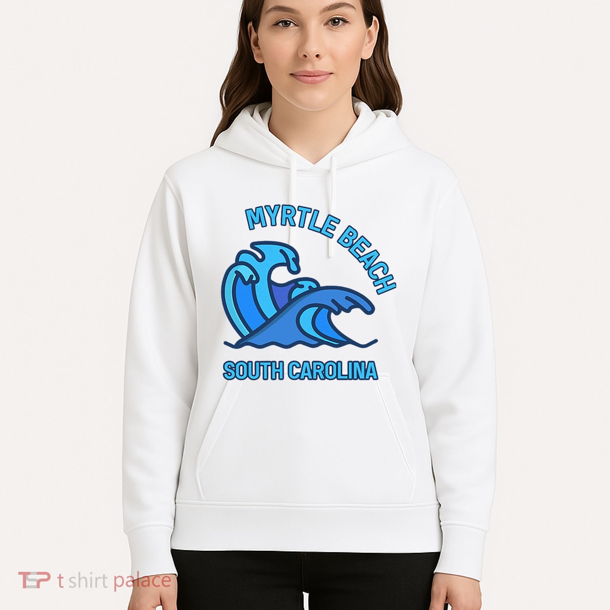 Graphic Myrtle Beach South Carolina Pocket Wave Souvenir Hoodie