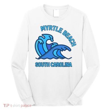 Graphic Myrtle Beach South Carolina Pocket Wave Souvenir Long Sleeve Shirt