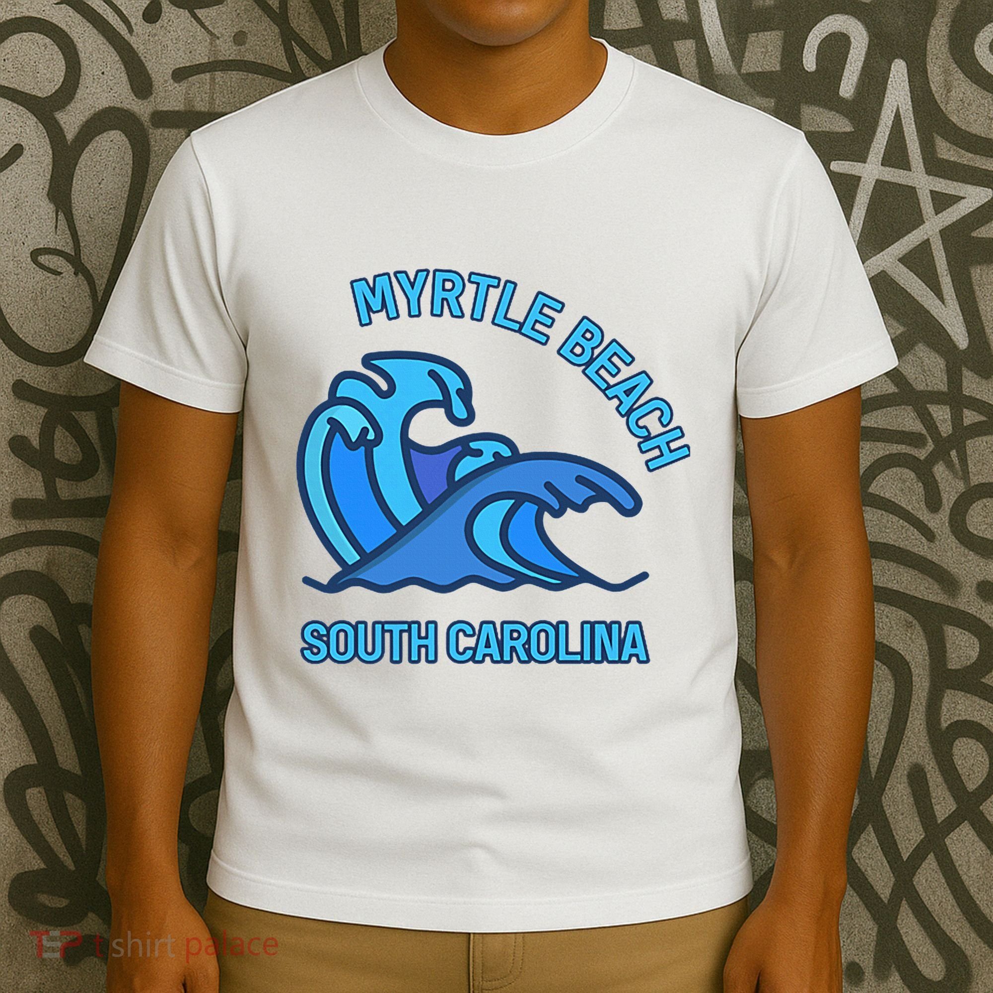 Graphic Myrtle Beach South Carolina Pocket Wave Souvenir T-Shirt