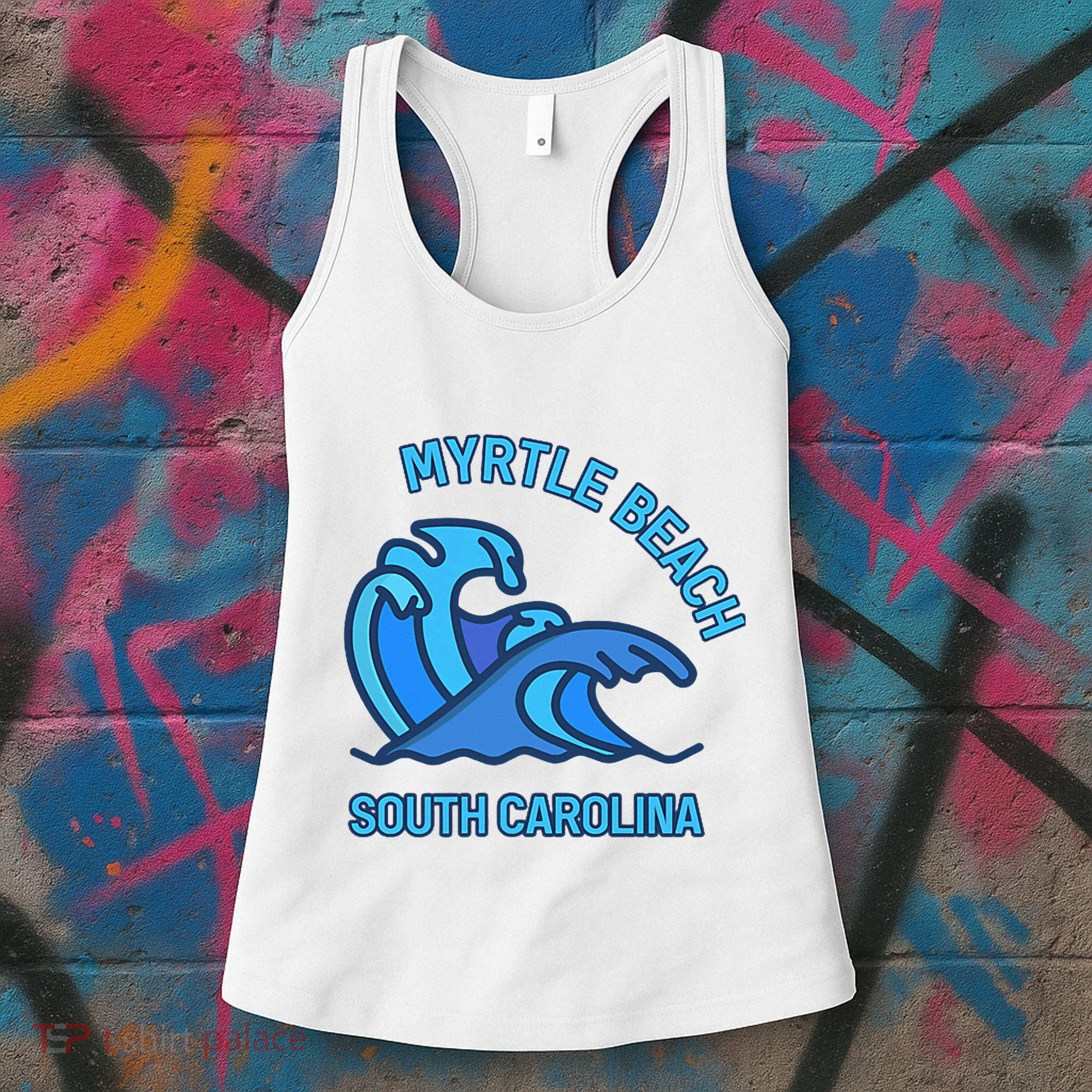 Graphic Myrtle Beach South Carolina Pocket Wave Souvenir Women's Tank Top