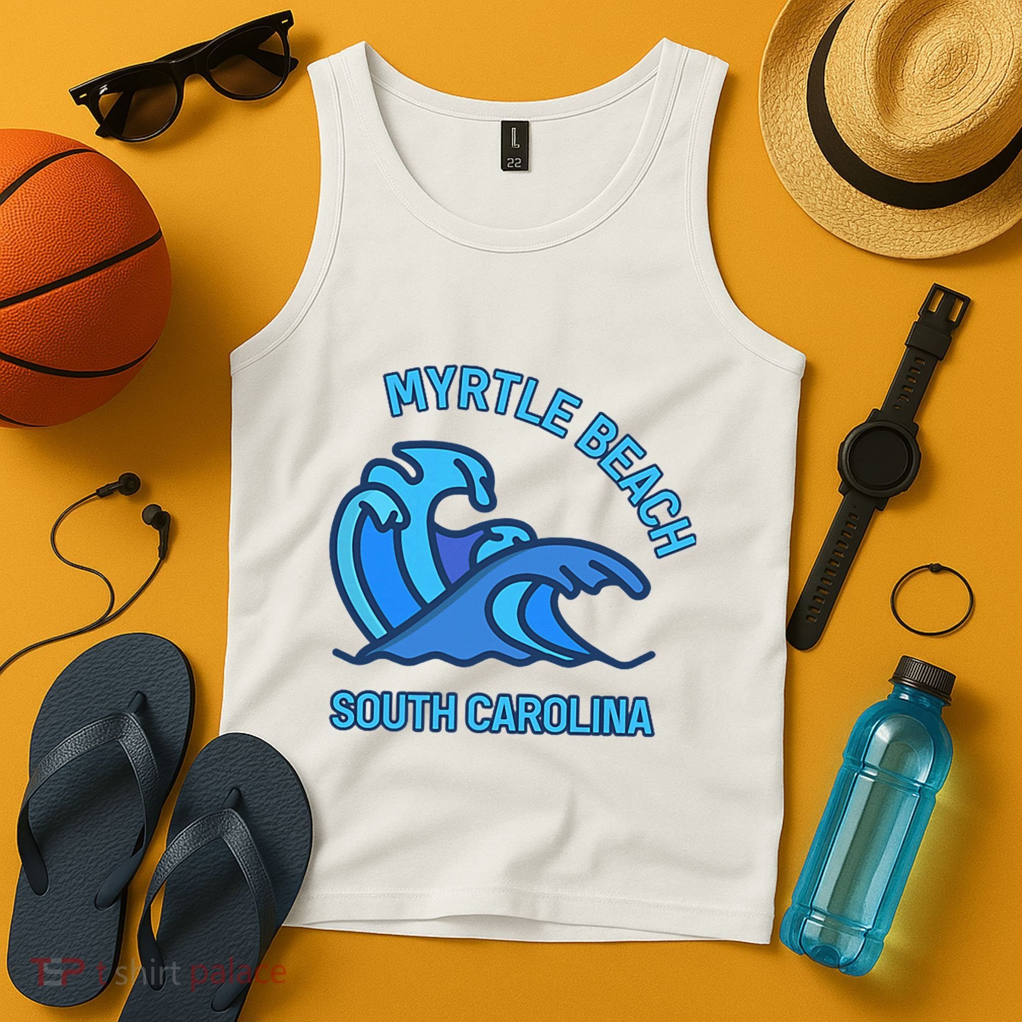 Graphic Myrtle Beach South Carolina Pocket Wave Souvenir Tank Top